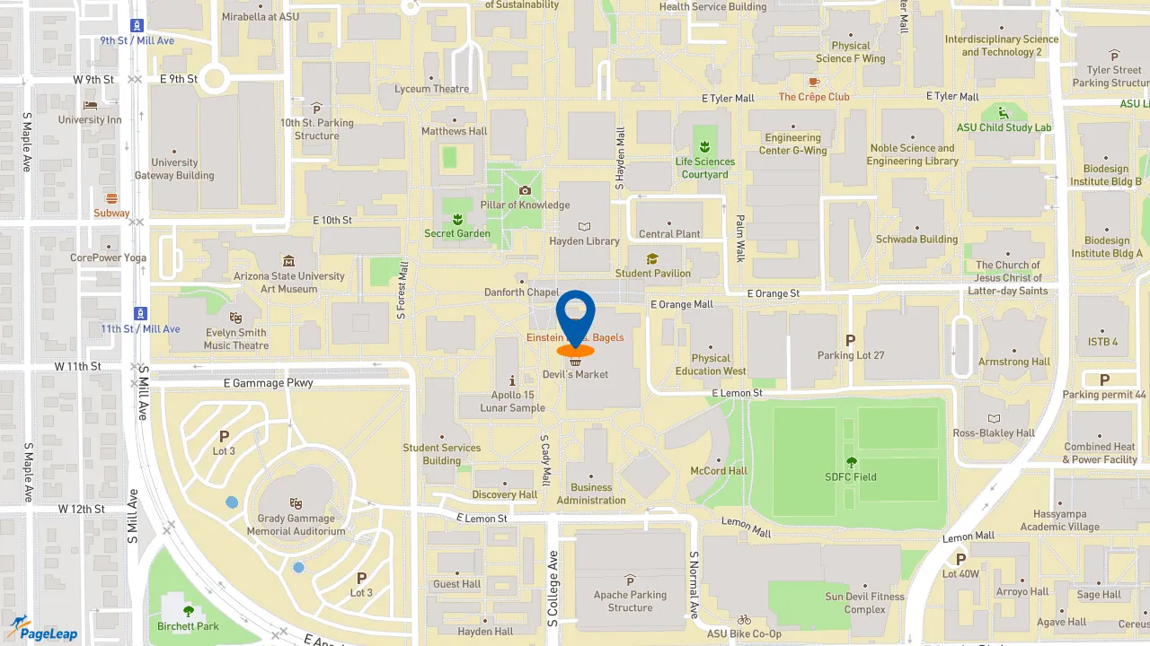 https://pageleap.com map showing location of Burger King in Tempe.