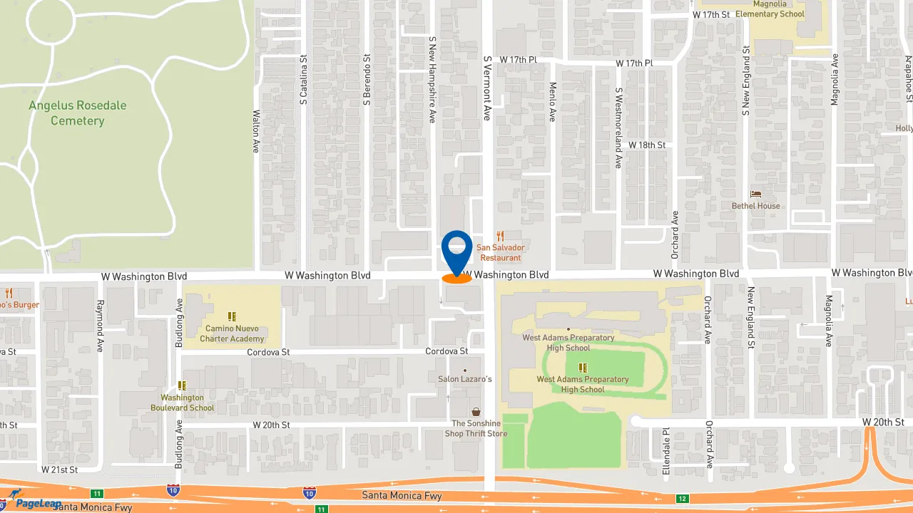 https://pageleap.com map showing location of Burger King in Los Angeles.