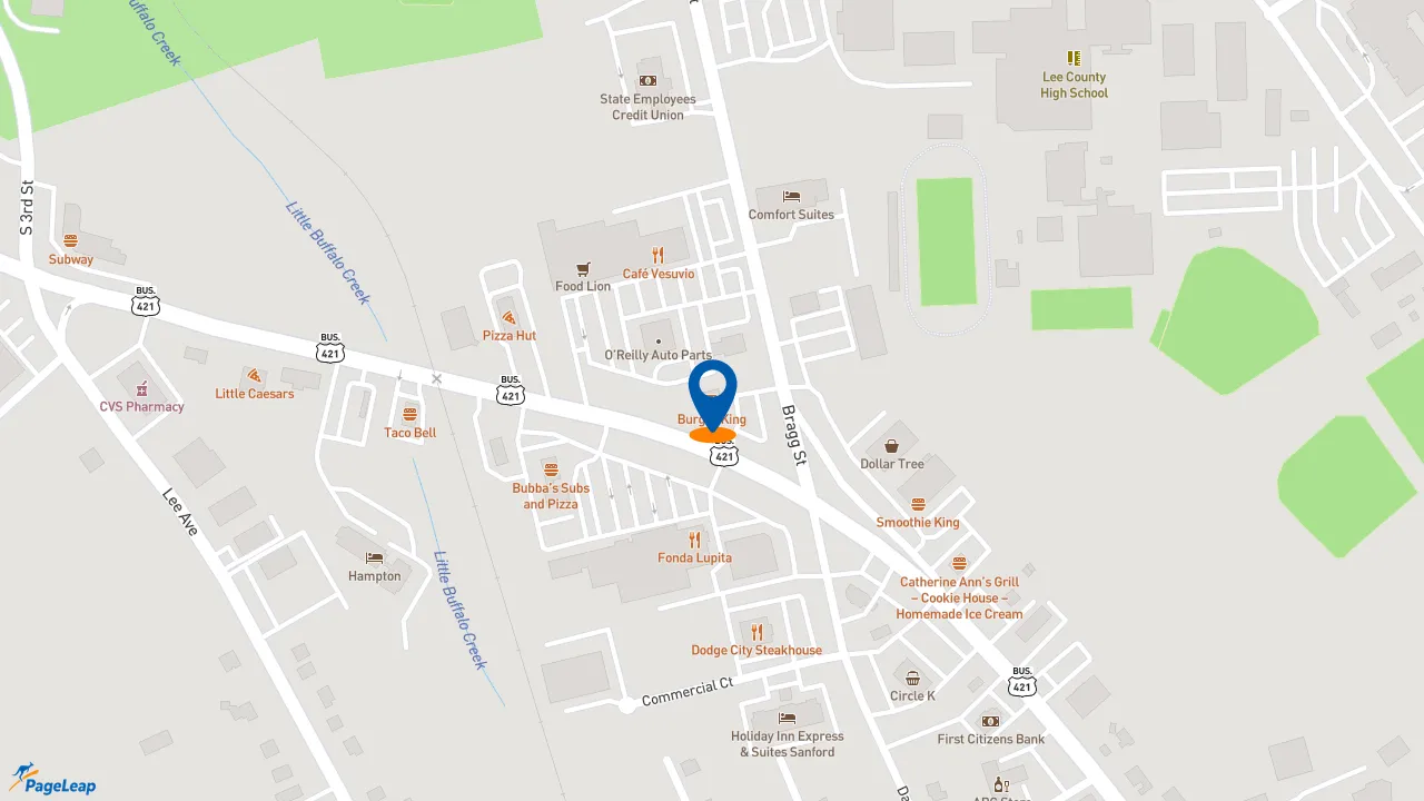 https://pageleap.com map showing location of Burger King in Sanford.