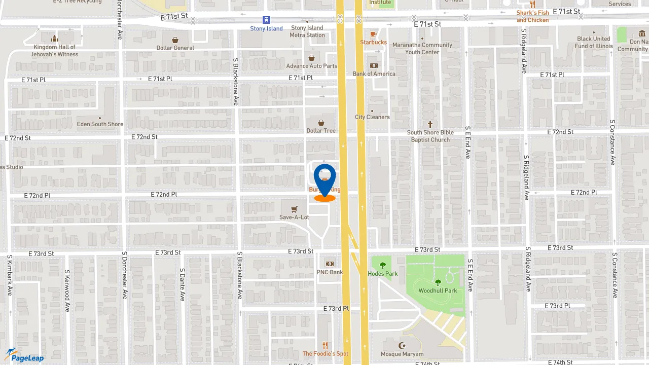 https://pageleap.com map showing location of Burger King in Chicago.