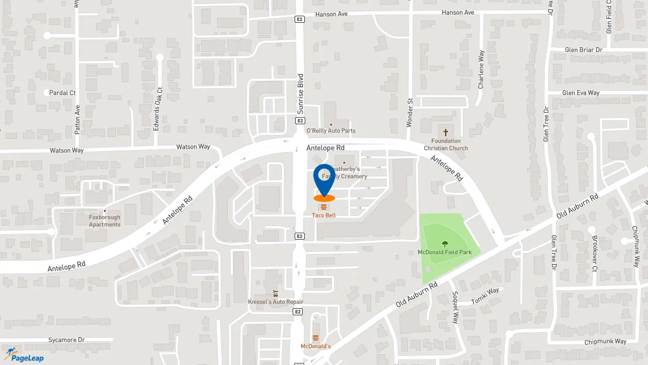 https://pageleap.com map showing location of Burger King in Citrus Heights.