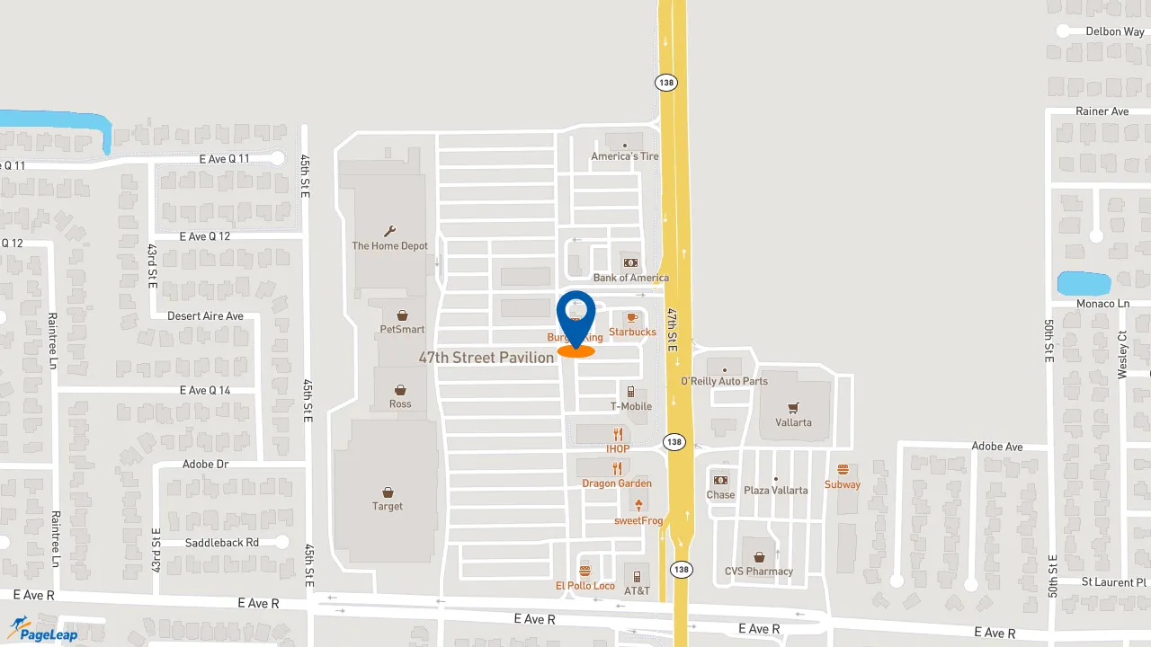 https://pageleap.com map showing location of Burger King in Palmdale.