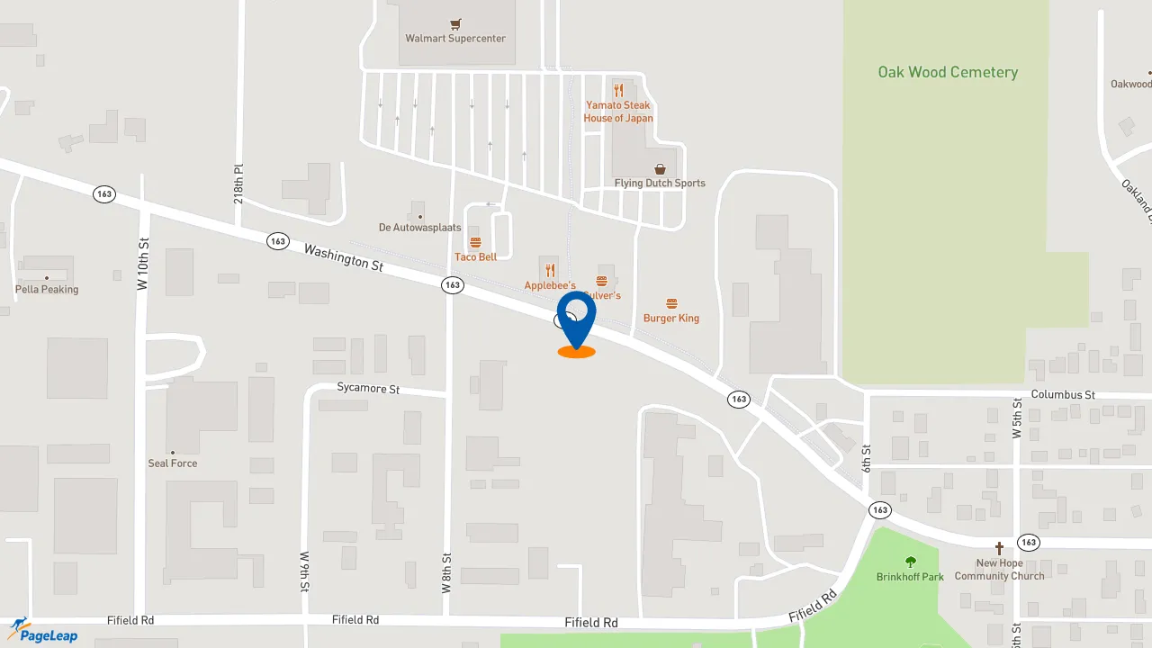 https://pageleap.com map showing location of Burger King in Pella.