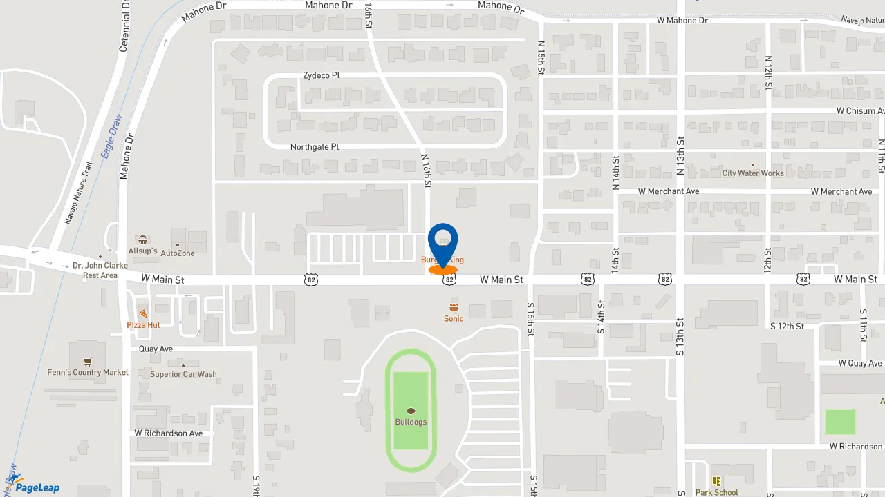 https://pageleap.com map showing location of Burger King in Artesia.