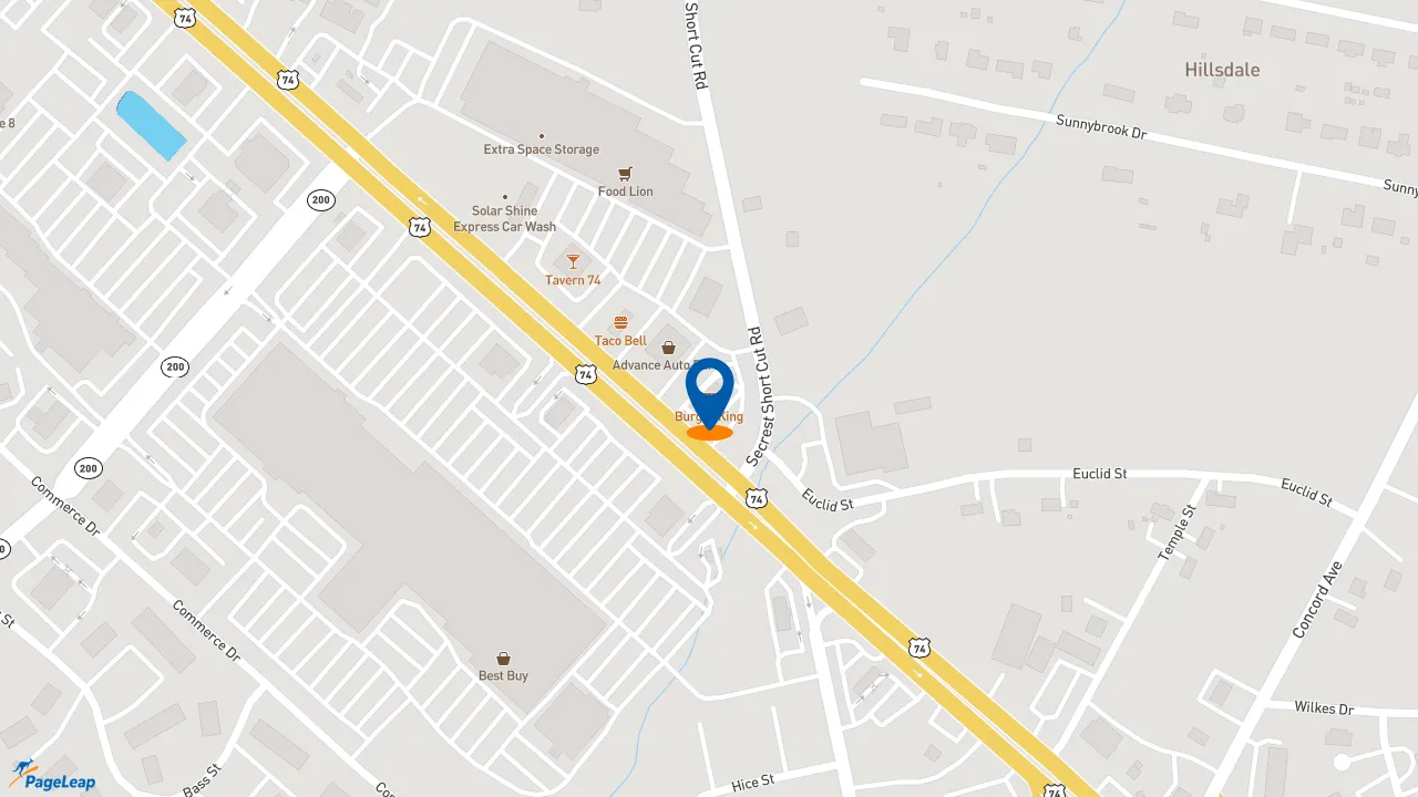 https://pageleap.com map showing location of Burger King in Monroe.