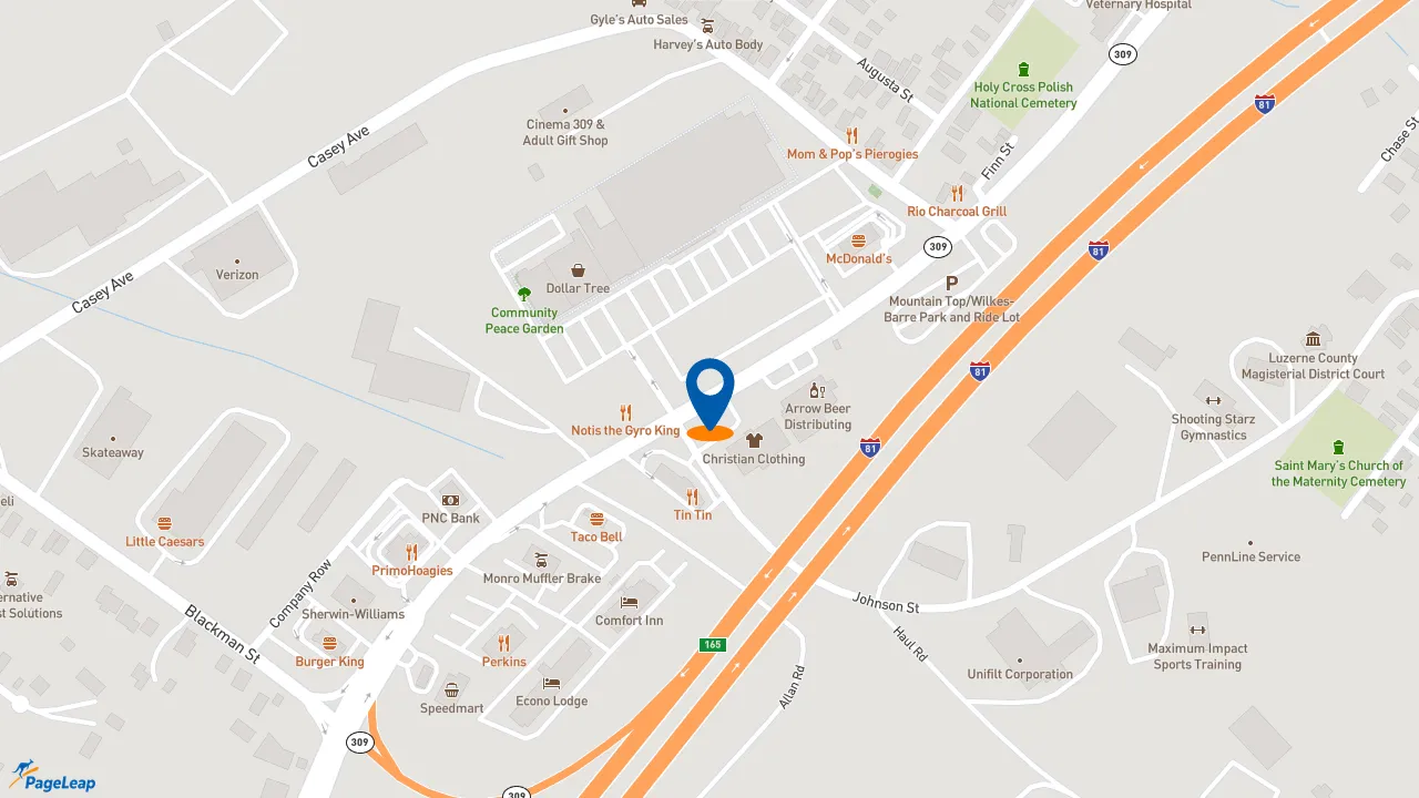 https://pageleap.com map showing location of Burger King in Wilkes Barre Twp..