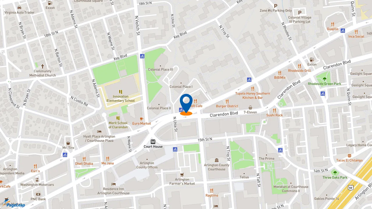 https://pageleap.com map showing location of California Tortilla - Permanently Closed in Arlington.