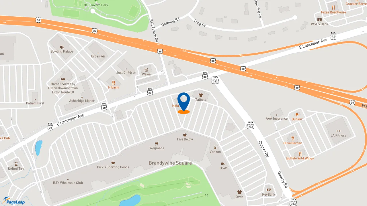 https://pageleap.com map showing location of Capriotti&#039;s Sandwich Shop in Downingtown.