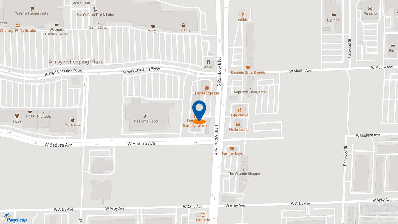 https://pageleap.com map showing location of Capriotti&#039;s Sandwich Shop in Las Vegas.