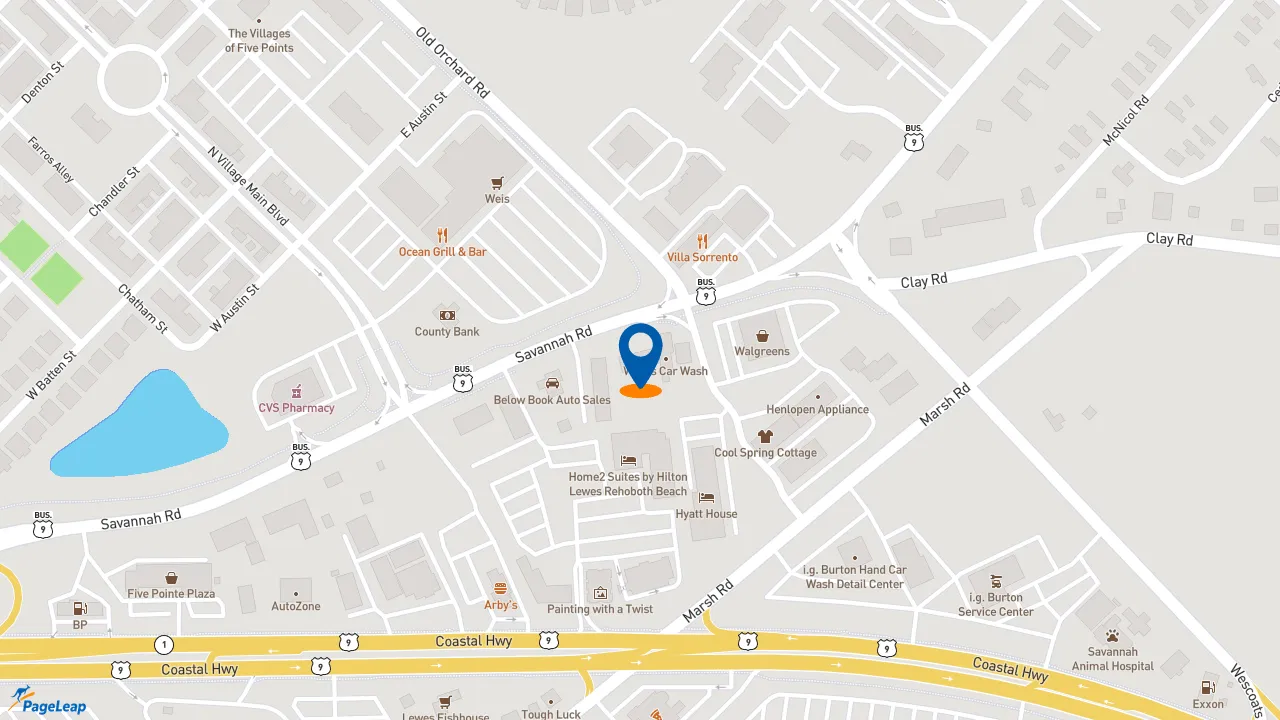 https://pageleap.com map showing location of Capriotti&#039;s Sandwich Shop in Lewes.