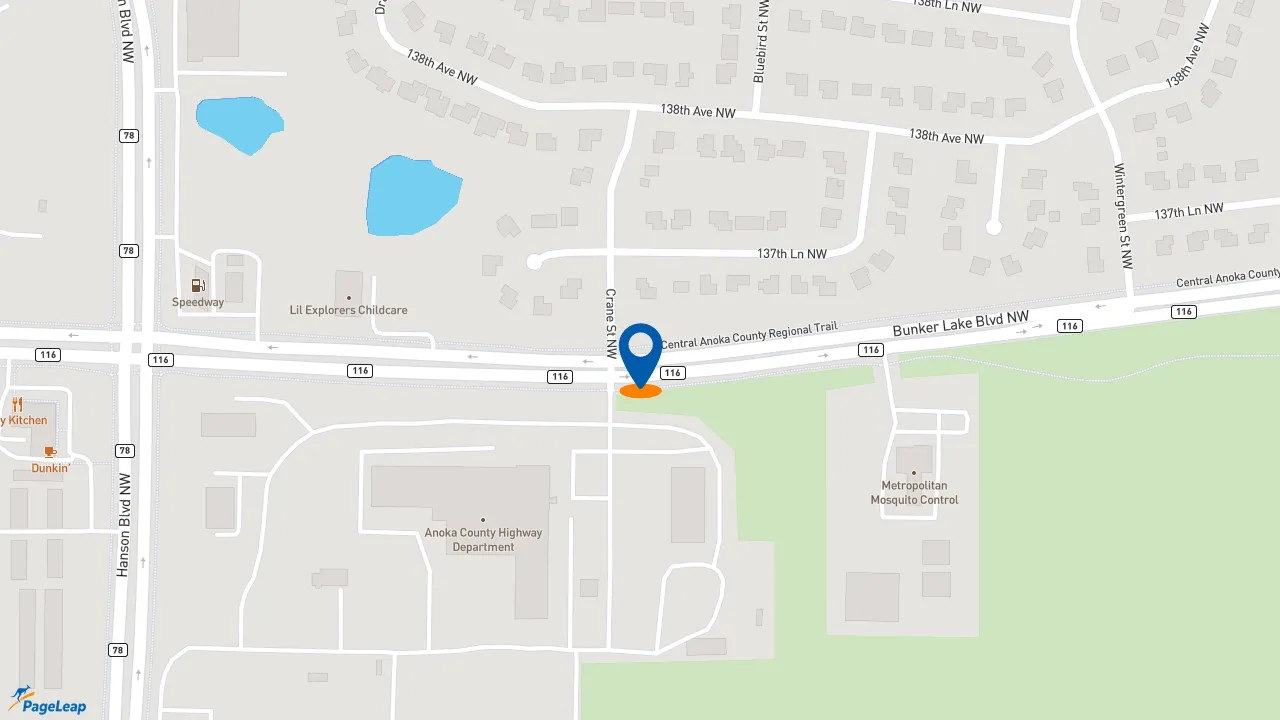 https://pageleap.com map showing location of Caribou Coffee in Andover.