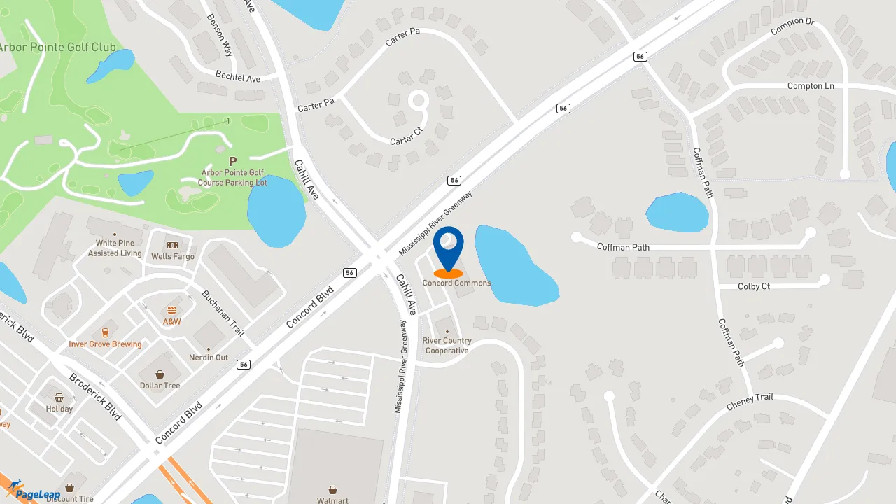https://pageleap.com map showing location of Caribou Coffee in Inver Grove Heights.