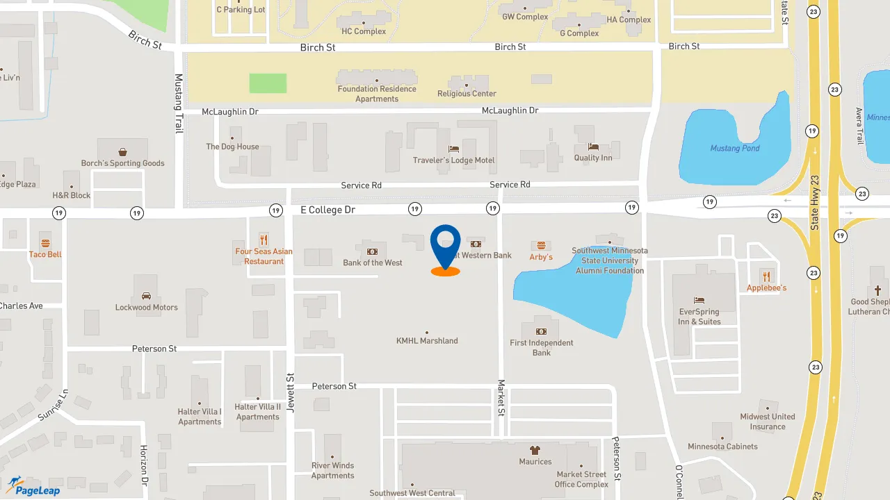 https://pageleap.com map showing location of Caribou Coffee in Marshall.