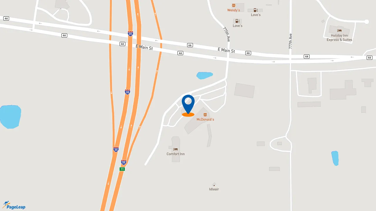 https://pageleap.com map showing location of Caribou Coffee in Albert Lea.