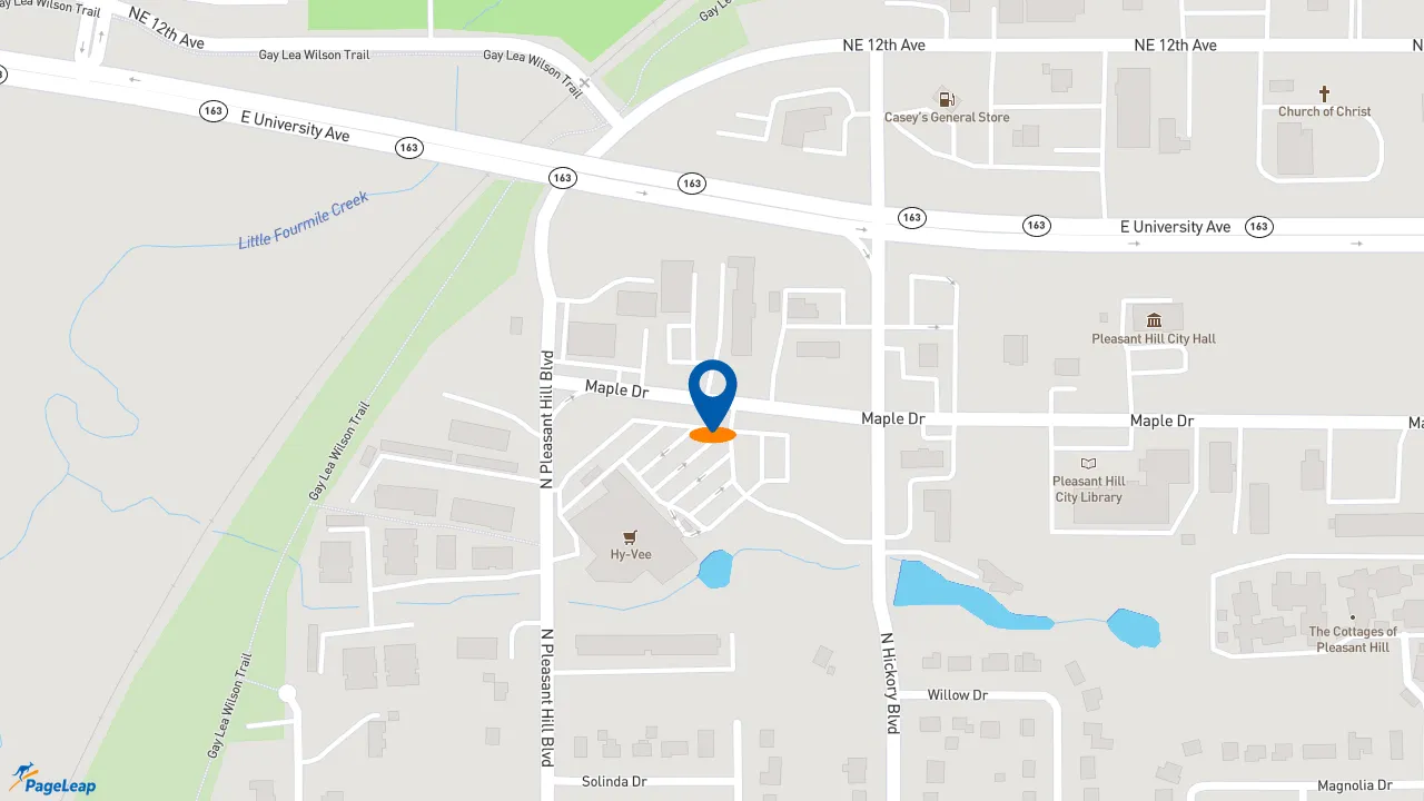 https://pageleap.com map showing location of Caribou Coffee in Pleasant Hill.