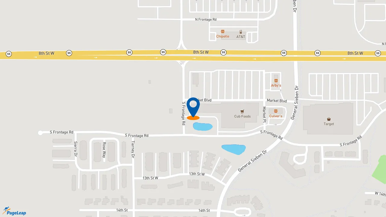 https://pageleap.com map showing location of Caribou Coffee in Hastings.