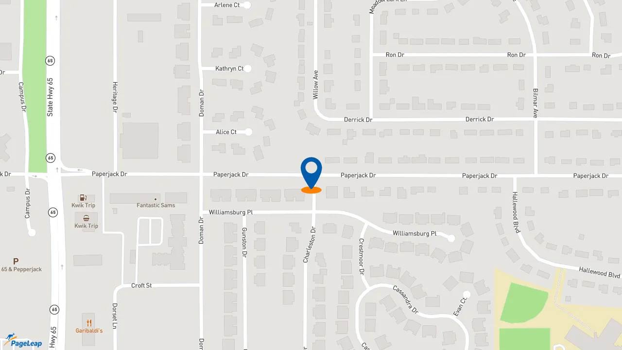 https://pageleap.com map showing location of Caribou Coffee in New Richmond.