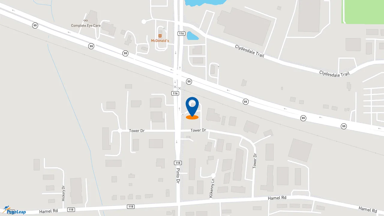 https://pageleap.com map showing location of Caribou Coffee in Medina.