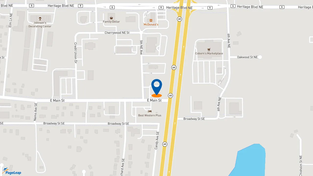 https://pageleap.com map showing location of Caribou Coffee in Isanti.