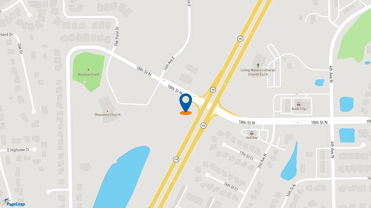 https://pageleap.com map showing location of Caribou Coffee in Sauk Rapids.