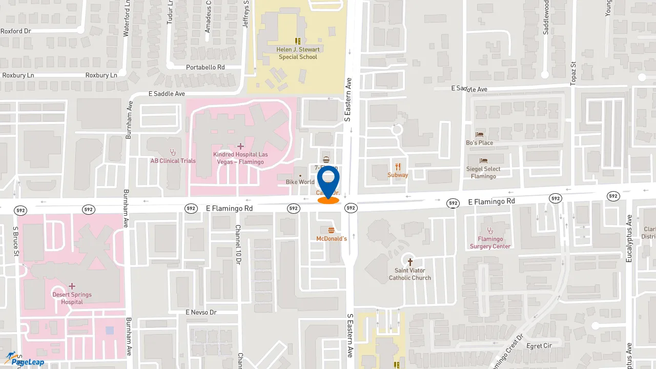 https://pageleap.com map showing location of Carl’s Jr. in Las Vegas.