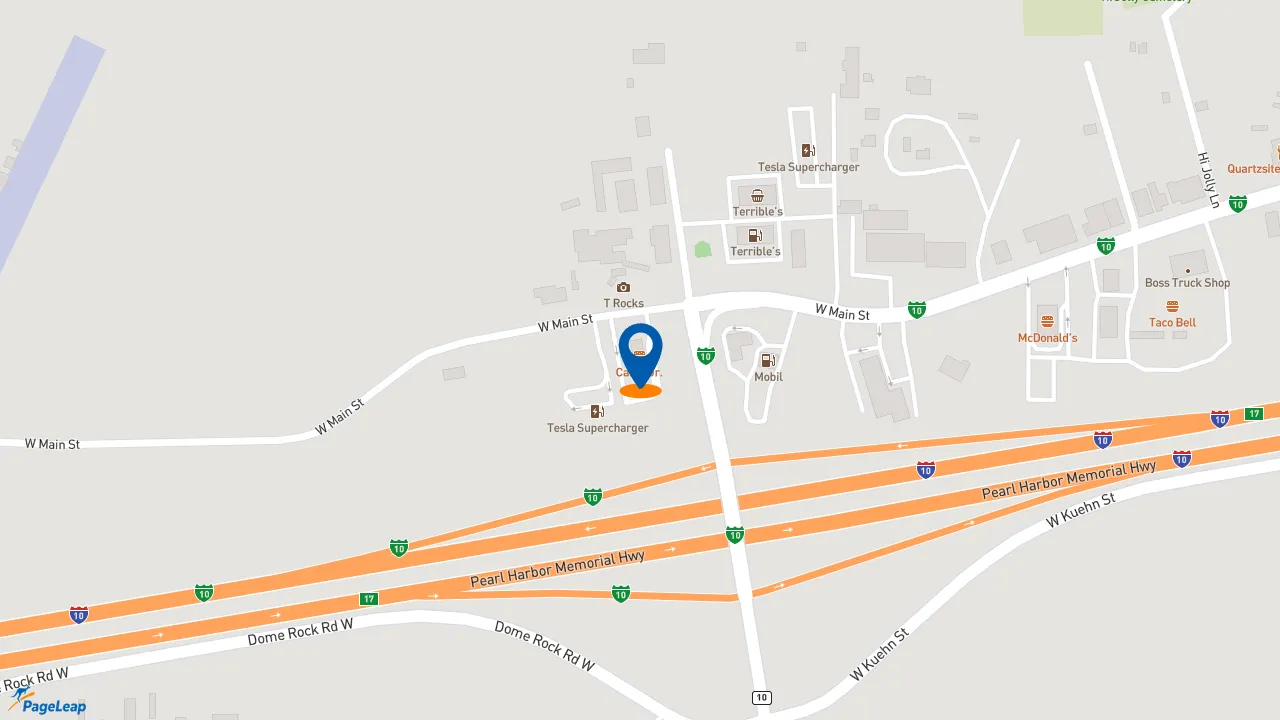 https://pageleap.com map showing location of Carl&#039;s Jr. in Quartzsite.