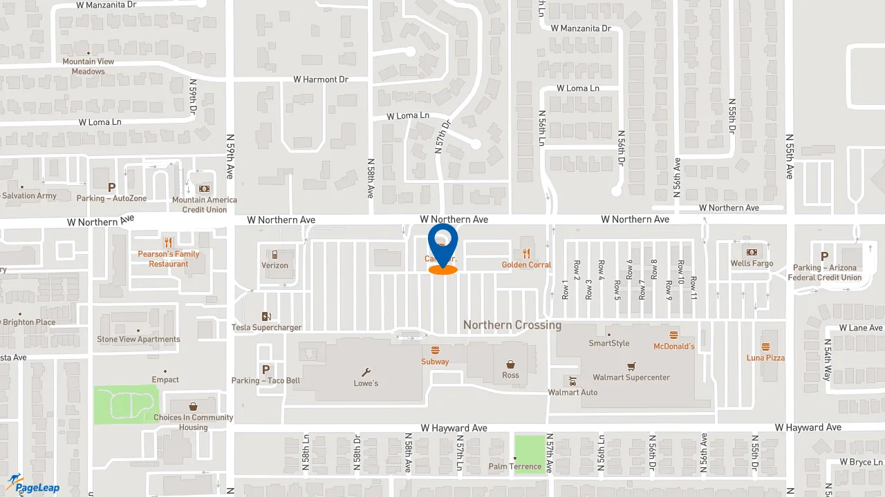 https://pageleap.com map showing location of Carl&#039;s Jr. in Glendale.
