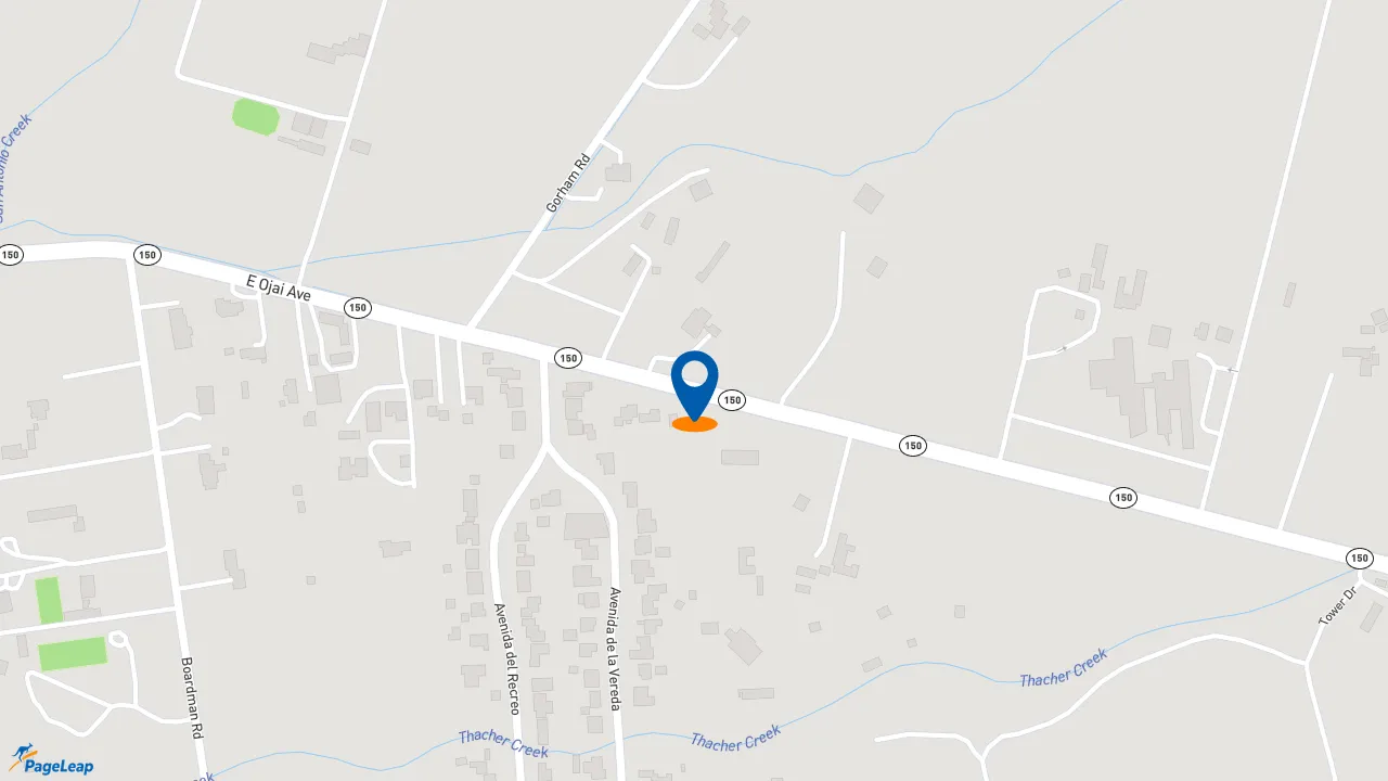 https://pageleap.com map showing location of Casa de Lago in Ojai.