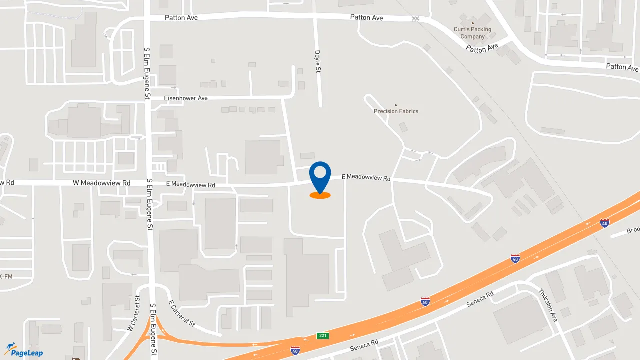 https://pageleap.com map showing location of Caseys Tire Pros and Automotive in Greensboro.