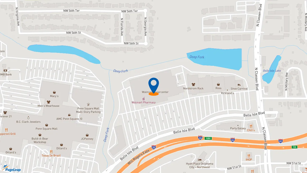 https://pageleap.com map showing location of Charleys Cheesesteaks and Wings in Oklahoma City.