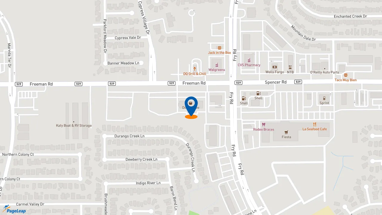 https://pageleap.com map showing location of Charleys Cheesesteaks and Wings in Cypress.