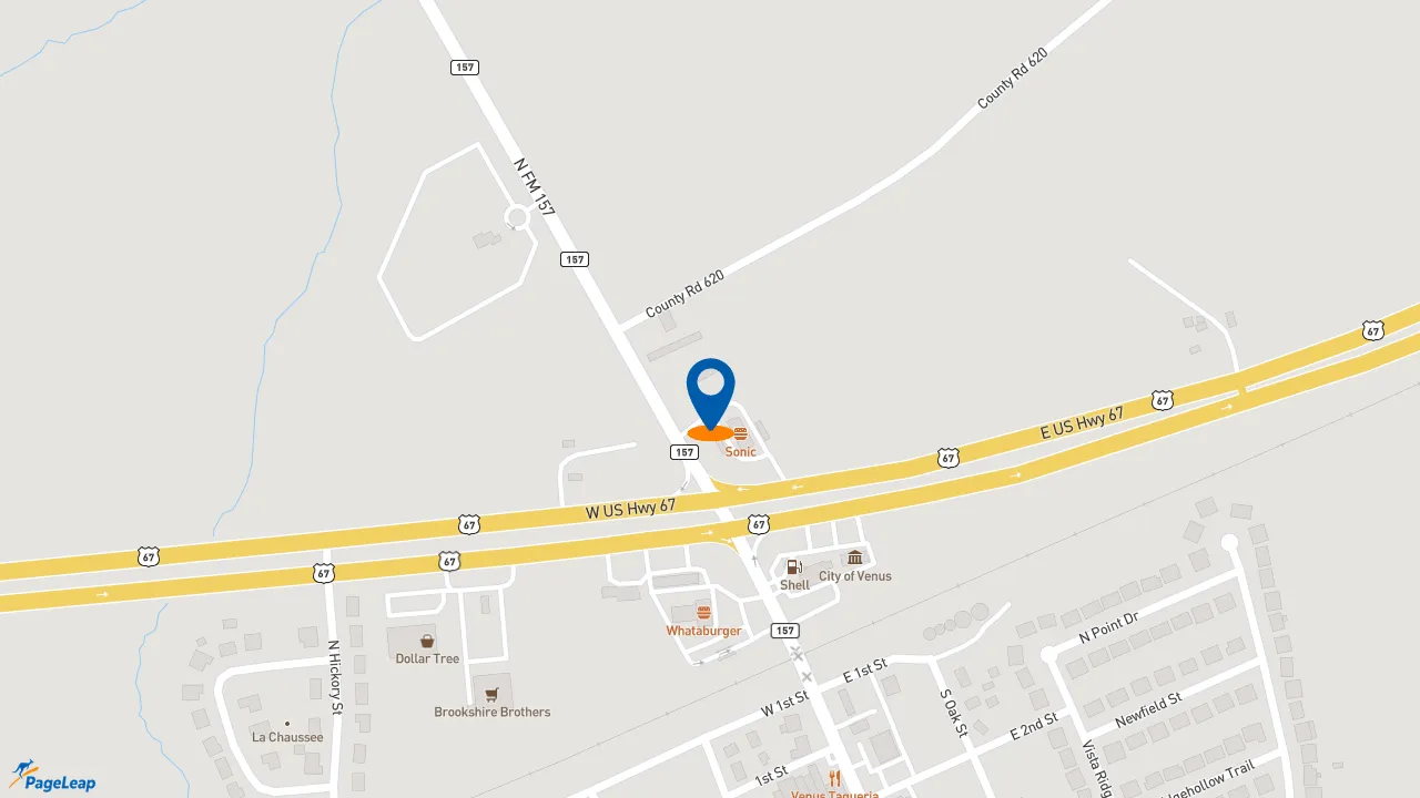 https://pageleap.com map showing location of Charleys Cheesesteaks and Wings in Venus.