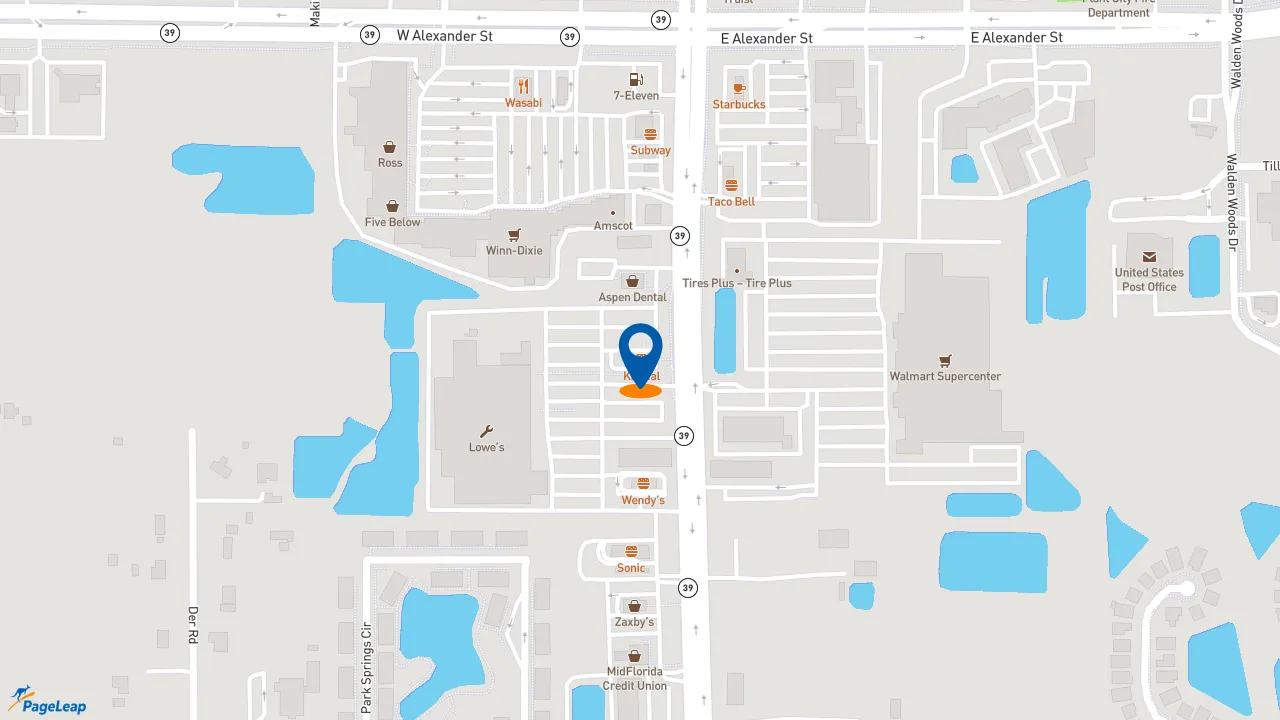 https://pageleap.com map showing location of Charleys Cheesesteaks and Wings in Plant City.