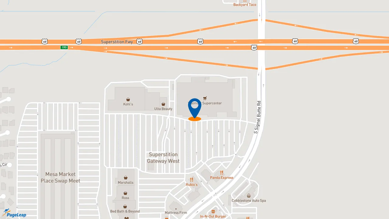 https://pageleap.com map showing location of Charleys Cheesesteaks and Wings in Mesa.