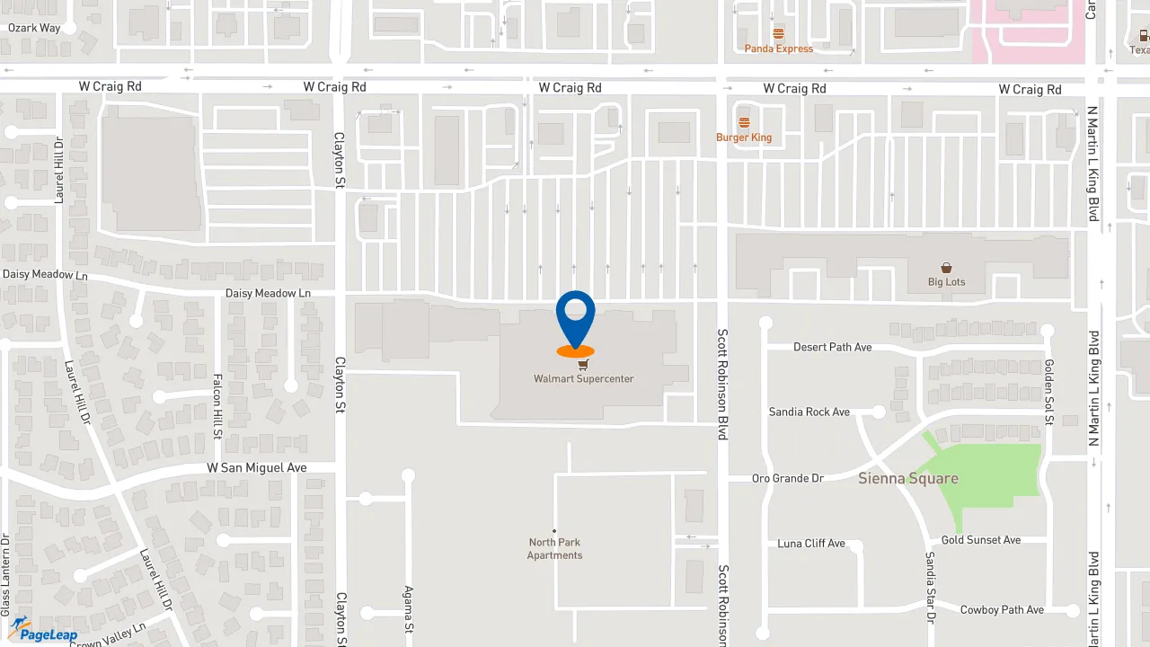 https://pageleap.com map showing location of Charleys Cheesesteaks and Wings in North Las Vegas.