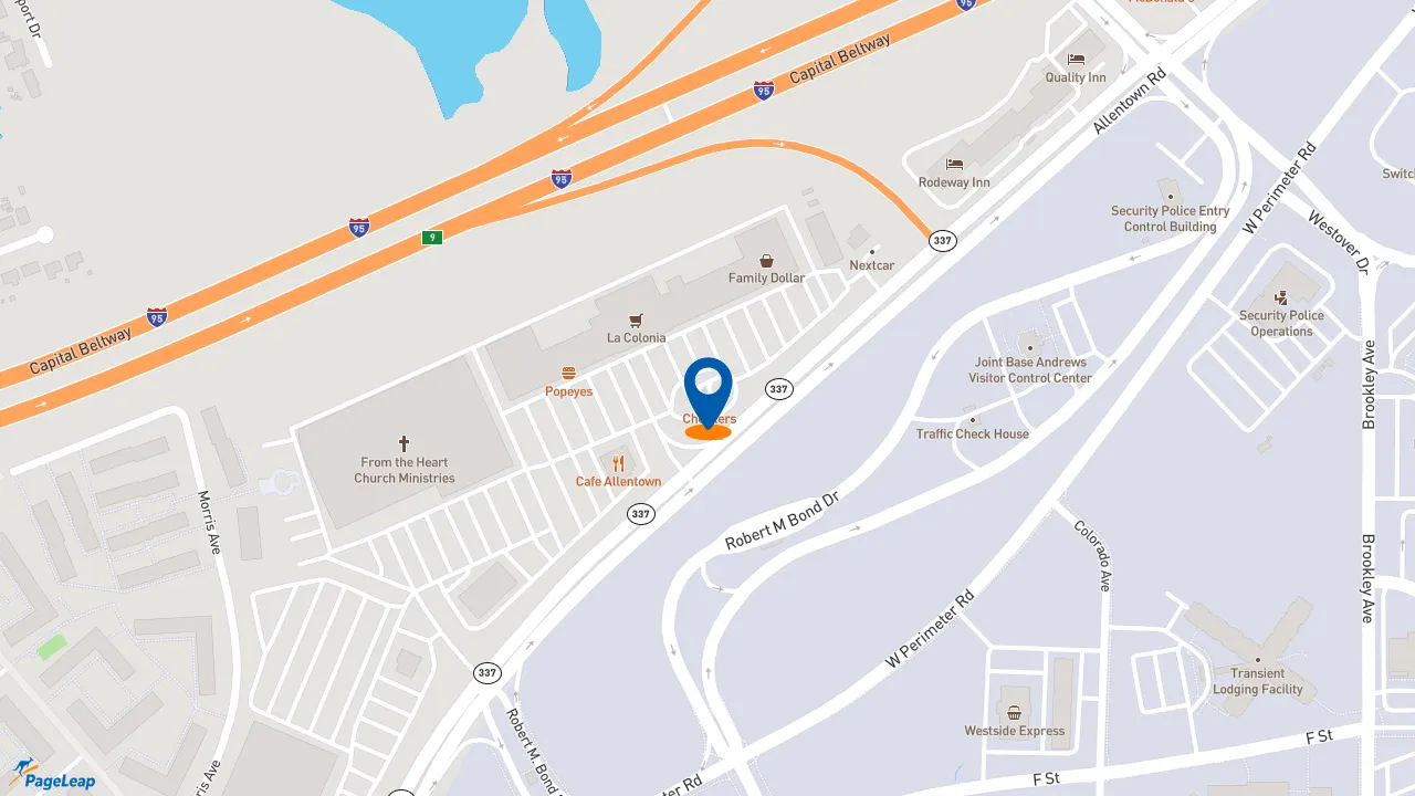 https://pageleap.com map showing location of Checkers in Camp Springs.
