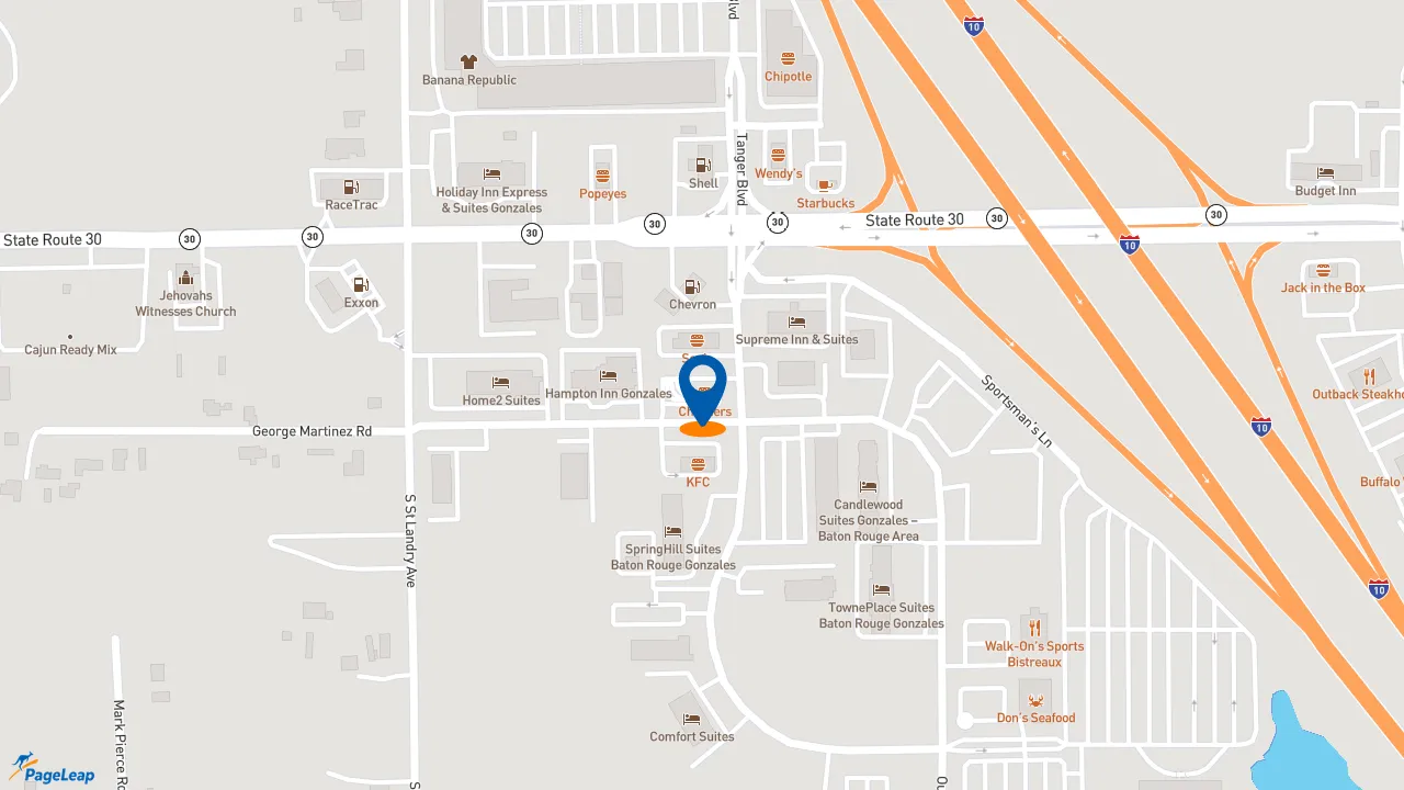 https://pageleap.com map showing location of Checkers in Gonzales.