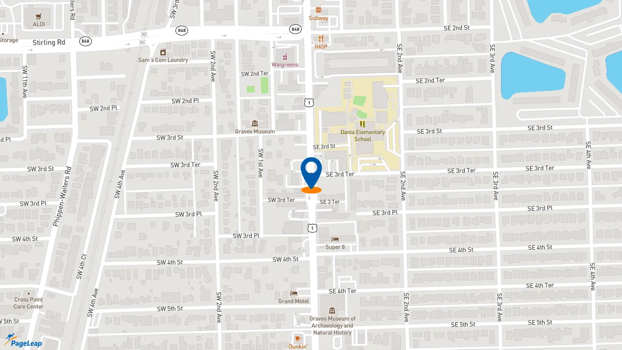 https://pageleap.com map showing location of Checkers - Closed in Dania Beach.