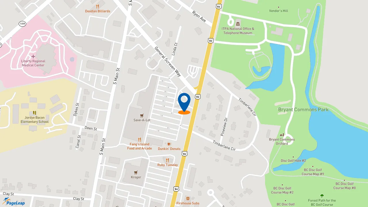 https://pageleap.com map showing location of Checkers in Hinesville.