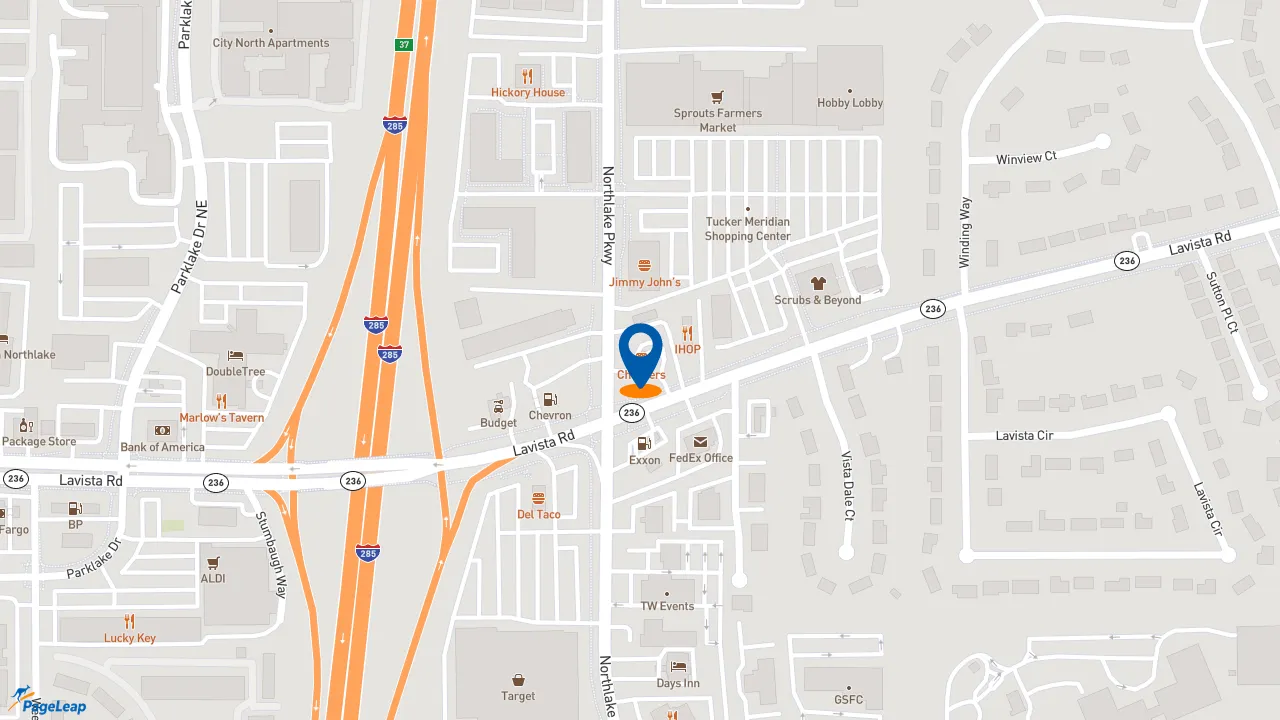 https://pageleap.com map showing location of Checkers in Tucker.
