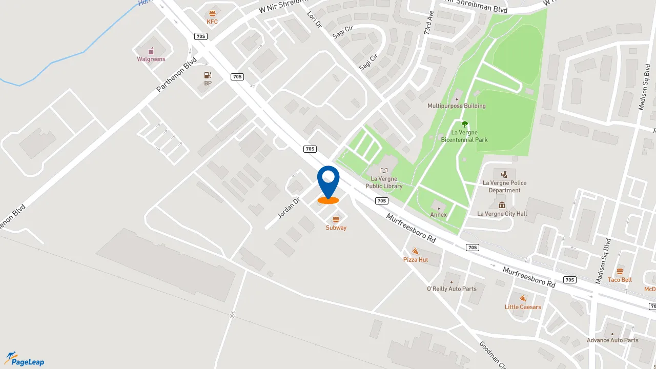 https://pageleap.com map showing location of Checkers in La Vergne.