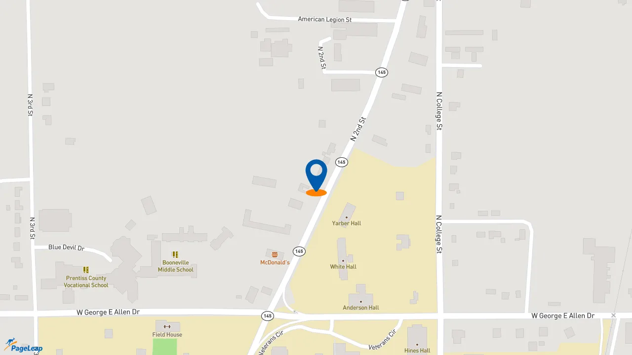 https://pageleap.com map showing location of Checkers in Booneville.