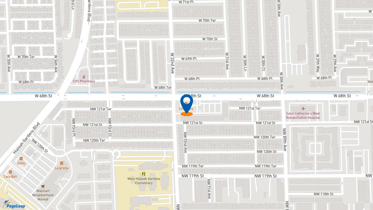 https://pageleap.com map showing location of Checkers in Hialeah Gardens.