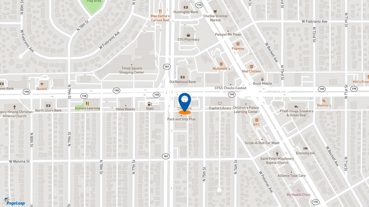 https://pageleap.com map showing location of Checkers in Milwaukee.
