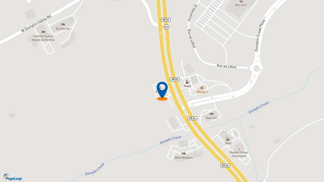 https://pageleap.com map showing location of Checkers in Sevierville.