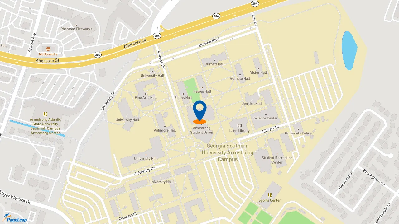 https://pageleap.com map showing location of Chick-fil-A in Savannah.