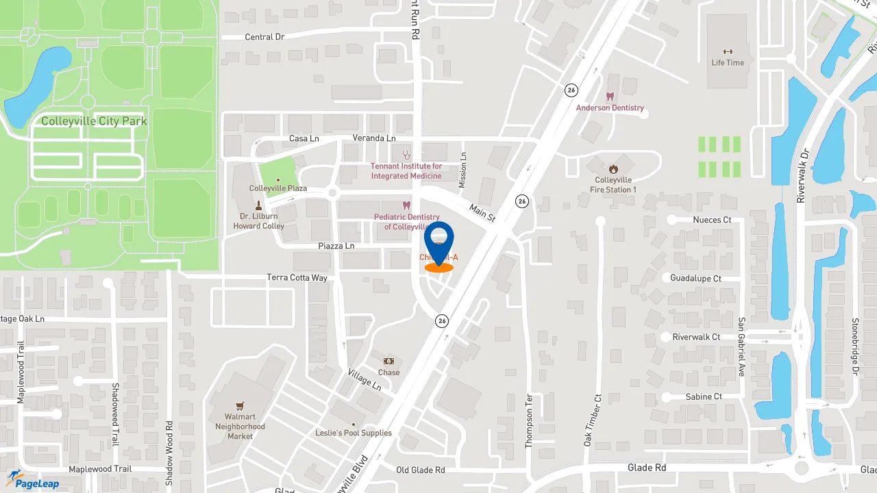 https://pageleap.com map showing location of Chick-fil-A in Colleyville.