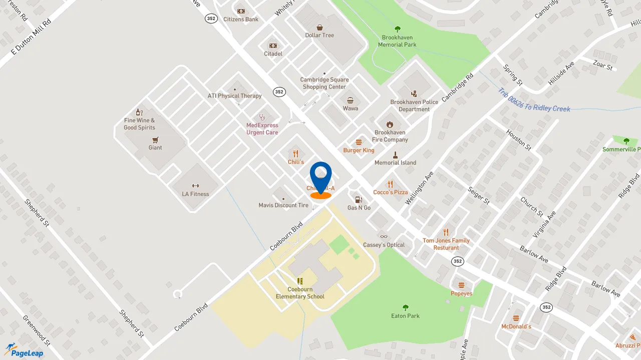 https://pageleap.com map showing location of Chick-fil-A in Brookhaven.