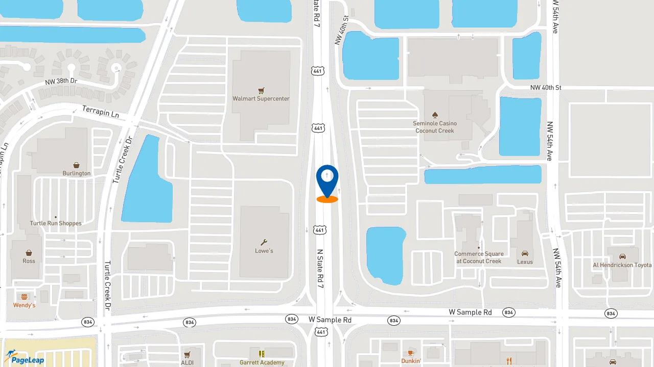 https://pageleap.com map showing location of Chick-fil-A in Coconut Creek.