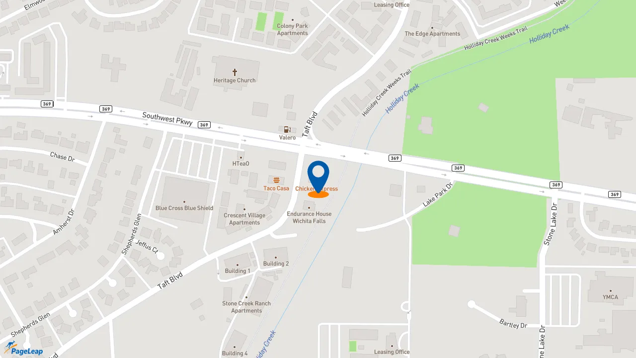 https://pageleap.com map showing location of Chicken Express in Wichita Falls.